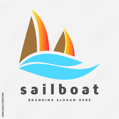 This logo represents an illustrative sailing boat as a right symbol of freedom and adventure. It is also very suitable to represent a combined navigation and a unique sailor logo not generic.