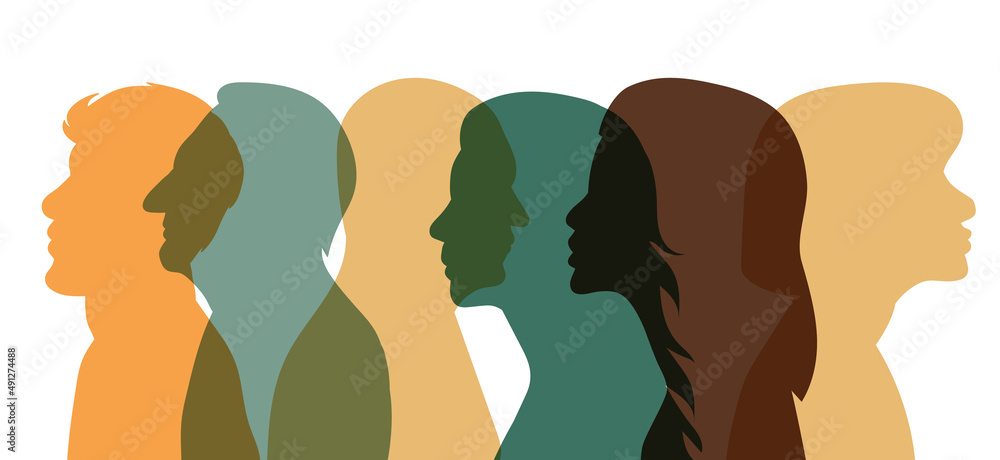 portrait people silhouette, isolated vector