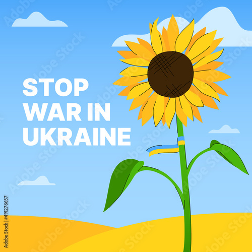 Stop war in Ukraine. Protest Russian Aggression. Peace Agitation. Vector illustration