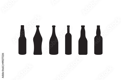 set of flat bottle icon illustration design, various bottle silhouette collection template vector