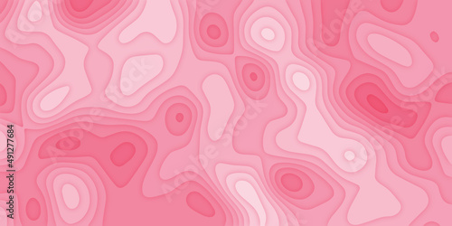 Banner with slime abstract background. Pink paper cut banner with 3D slime abstract background and pink waves layers. Light Pink curve line background pink vector overlap paper layer with white space.