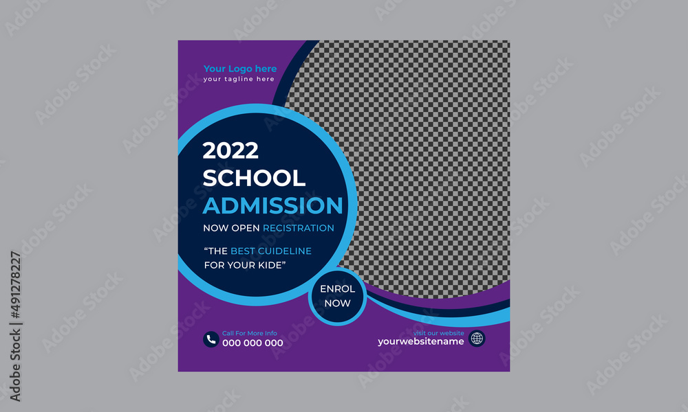 Trandy School admission social media post template and Digital Marketing and Advertising sale promo banner vector template design. Trandy School admission social media post template and Digital Marketing and Advertising sale promo banner vector template design.