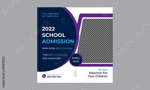 Trandy School admission social media post template and Digital Marketing and Advertising sale promo banner vector template design.