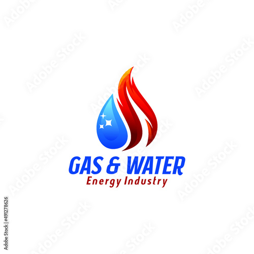 Creative Gas, Oil, and water logo, Pure drop water and gas oil