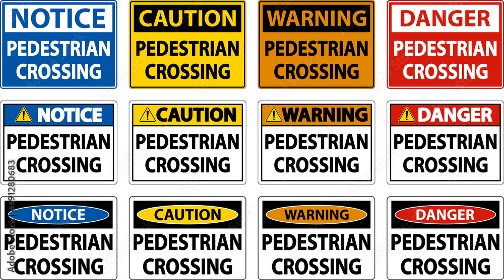 Pedestrian Crossing Sign On White Background Pedestrian Crossing Sign On White Background
