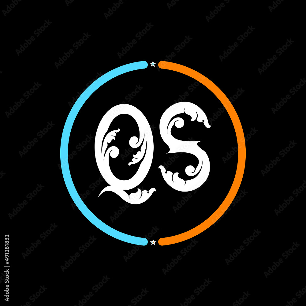 QS Letter Logo design. black background. QS Letter Logo design. black background.