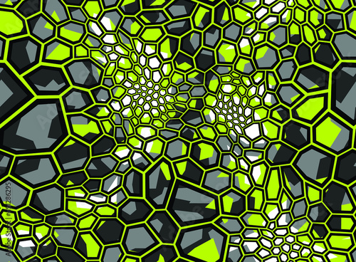 Camouflage geometric seamless pattern hexagonal texture. Abstract military camo polygonal scales endless ornament for army and hunting print. Vector background.