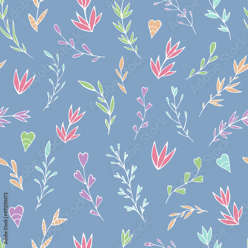 Seamless vector pattern of abstract floral elements. Background for greeting card, website, printing on fabric, gift wrap, postcard and wallpapers. 