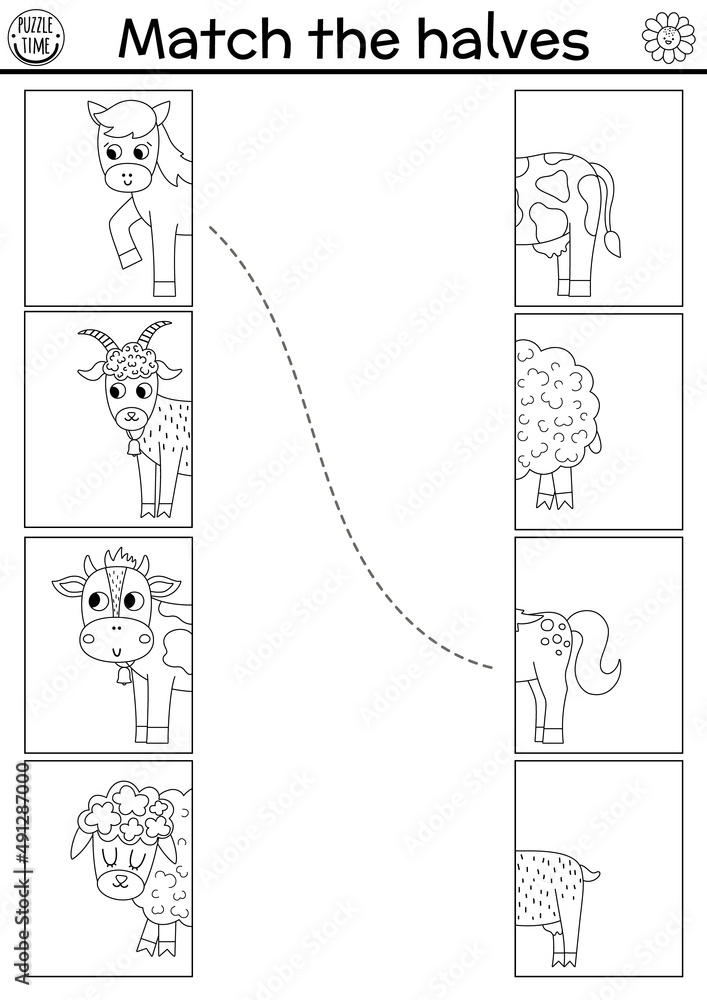 farm-connect-the-halves-worksheet-on-the-farm-black-and-white-matching