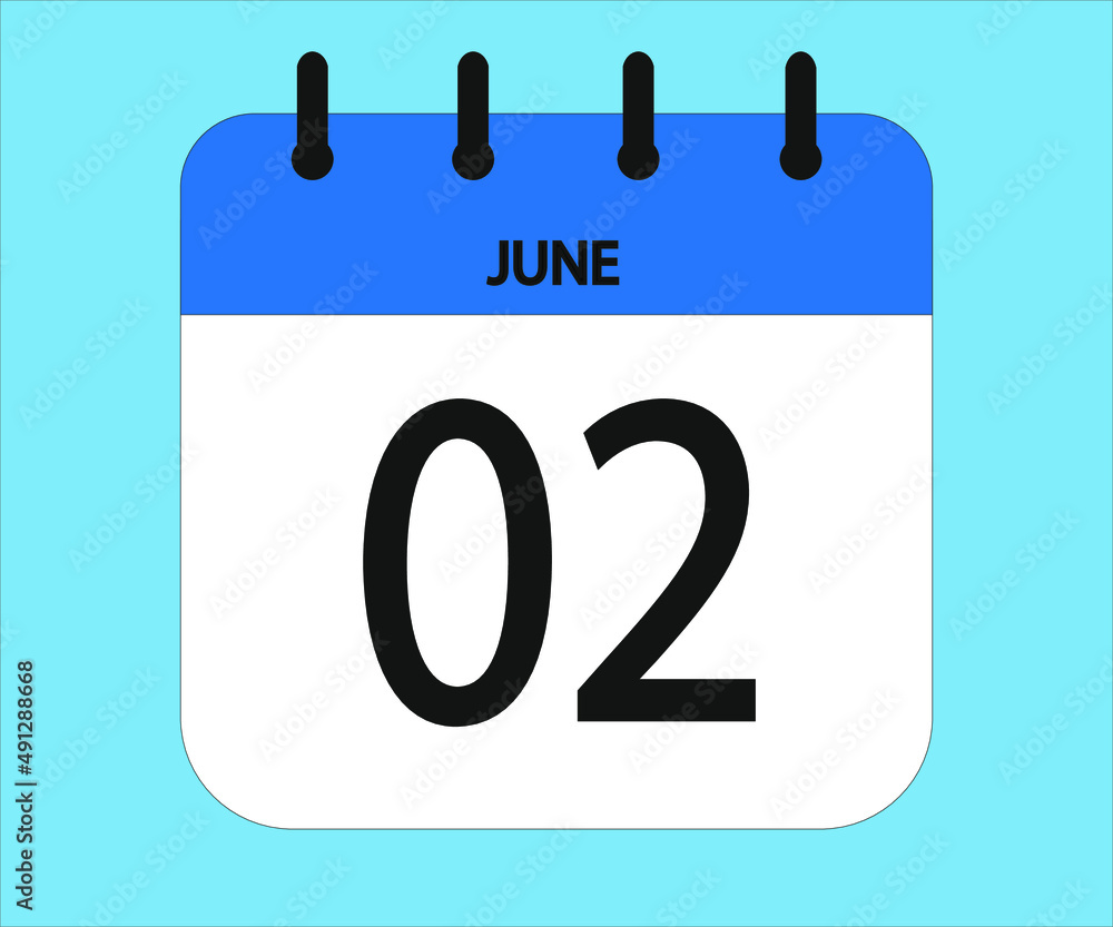 June 02th blue calendar icon for days of the month June 02th blue calendar icon for days of the month