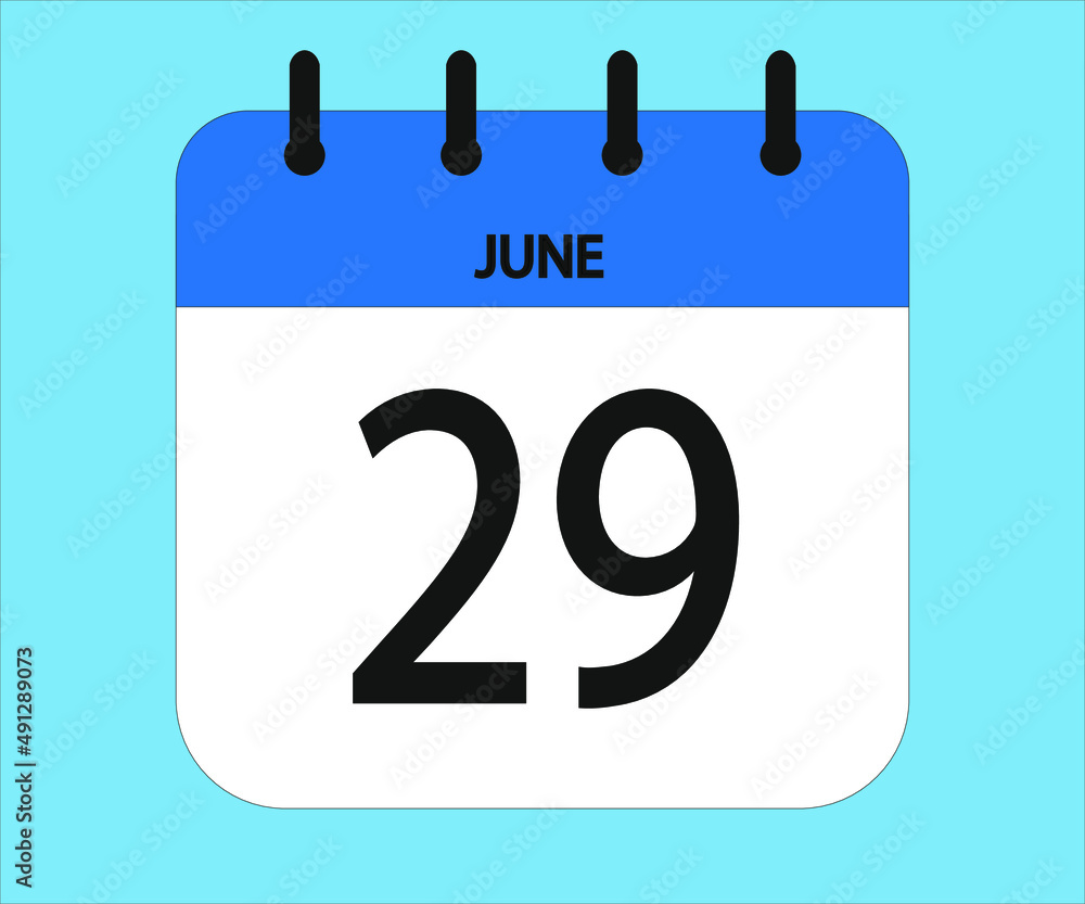 June 29th blue calendar icon for days of the month June 29th blue calendar icon for days of the month