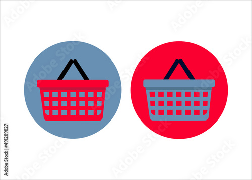 Grocery shopping cart, basket icons set. Vector illustration, isolated background.