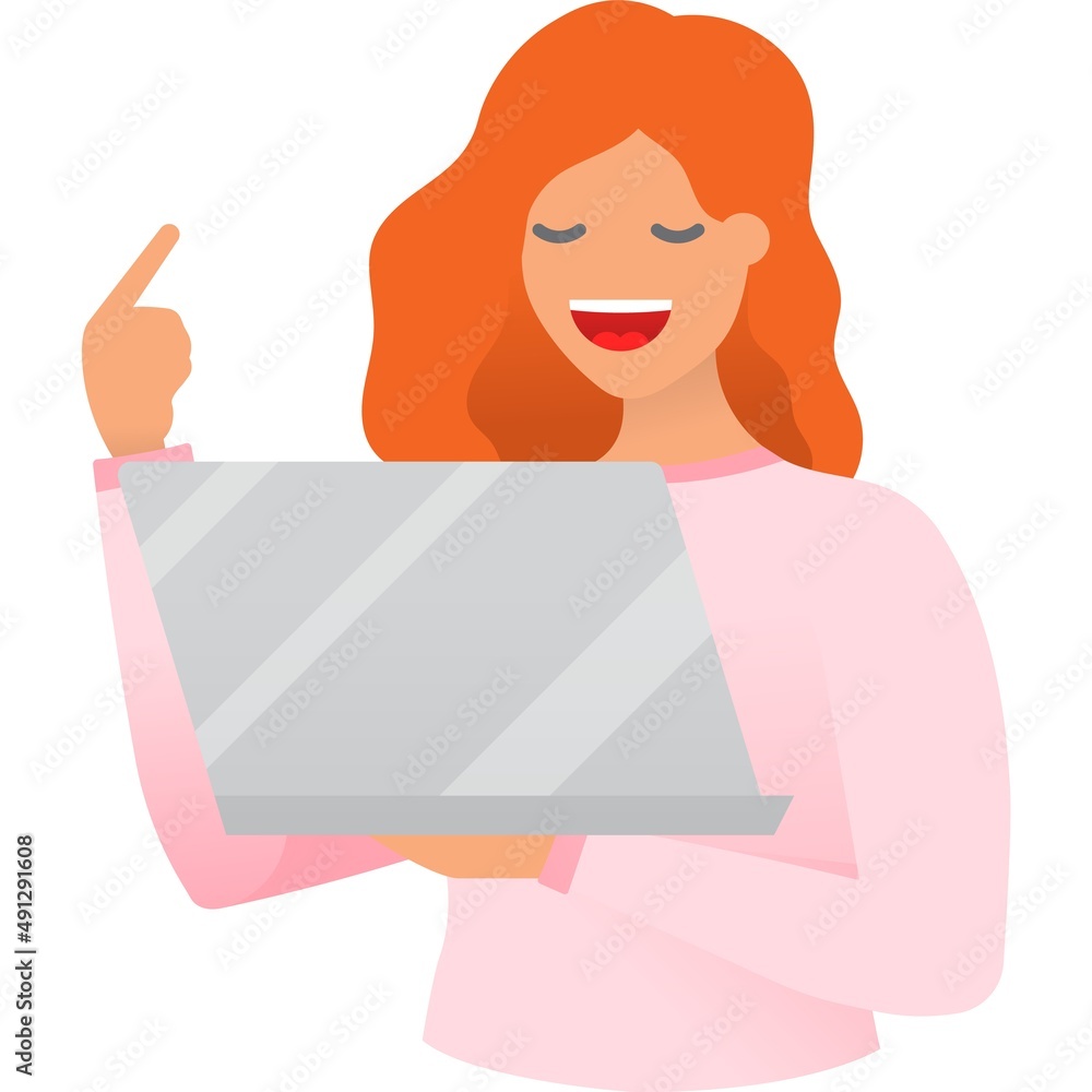 Woman working on laptop vector icon isolated Woman working on laptop vector icon isolated