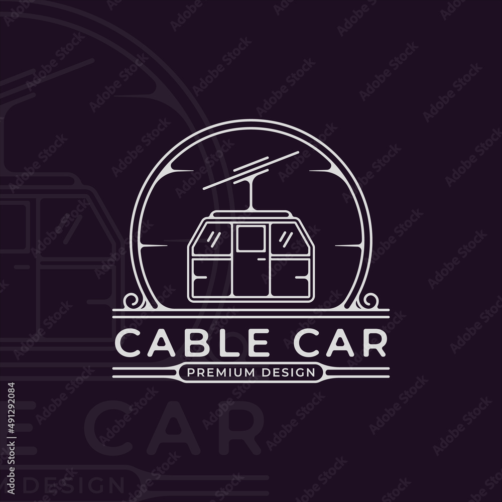 cable car or gondola logo line art simple minimalist vector illustration template icon graphic design. transportation business travel for vacation at mountain with badge cable car or gondola logo line art simple minimalist vector illustration template icon graphic design. transportation business travel for vacation at mountain with badge