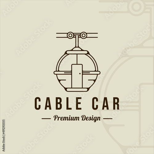 cable car or gondola logo line art simple minimalist vector illustration template icon graphic design. transportation business travel for vacation at mountain