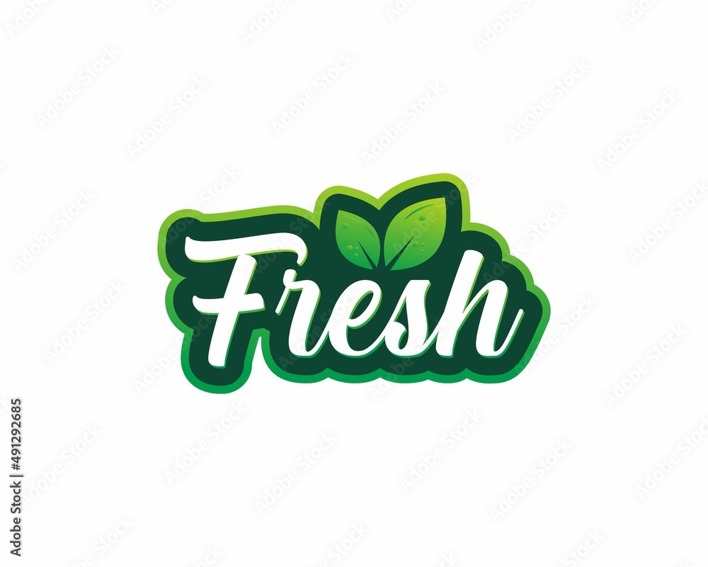 Fresh typography logo design fresh with leaf logo fresh food fresh icon Fresh typography logo design fresh with leaf logo fresh food fresh icon