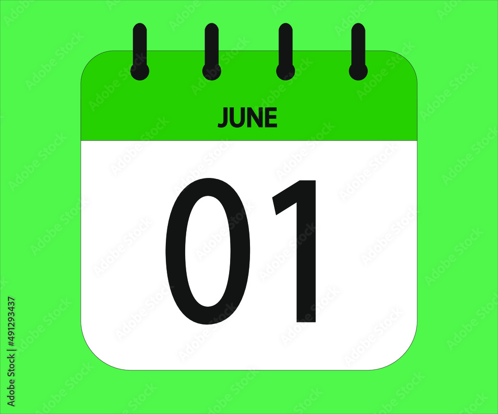 June 01th green calendar icon for days of the month June 01th green calendar icon for days of the month