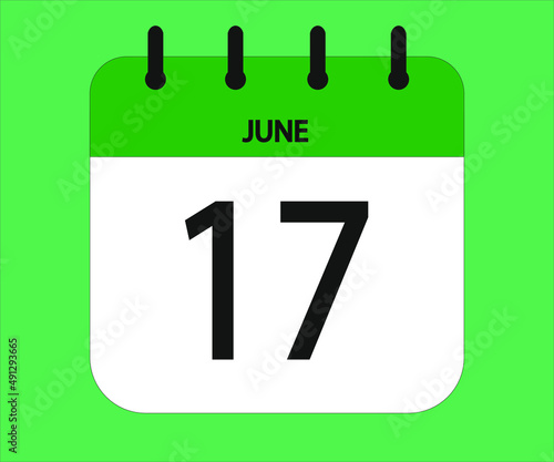 June 17th green calendar icon for days of the month