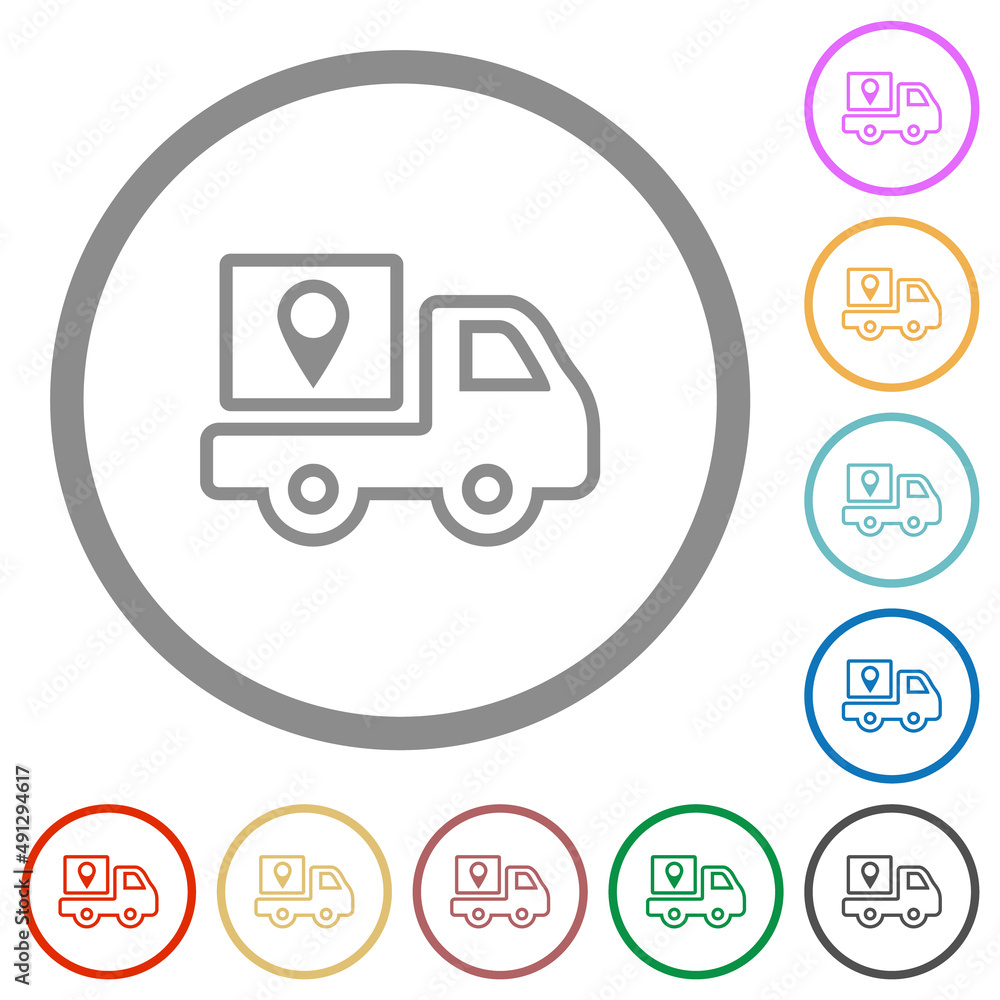 Package delivery tracking outline flat icons with outlines Package delivery tracking outline flat icons with outlines