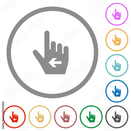 Hand cursor left solid flat icons with outlines