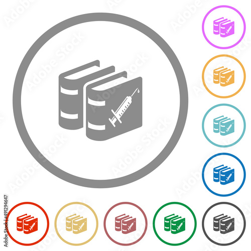 Vaccine documentation flat icons with outlines
