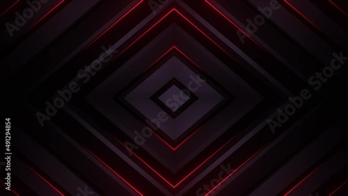 4k Red Glossy Neon Blocks Loop
