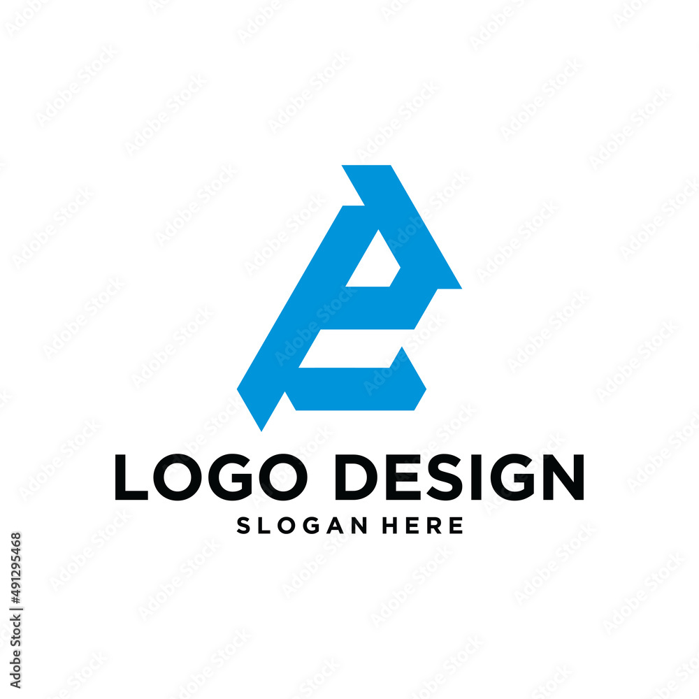 Fototapeta premium LETTER E GEOMETRIC ABSTRACT LOGO DESIGN TEMPLATE MODERN 