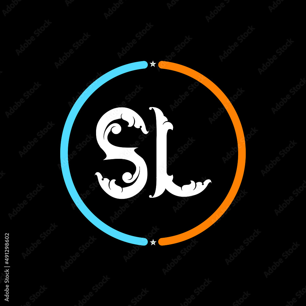 SL Letter Logo design. black background. SL Letter Logo design. black background.