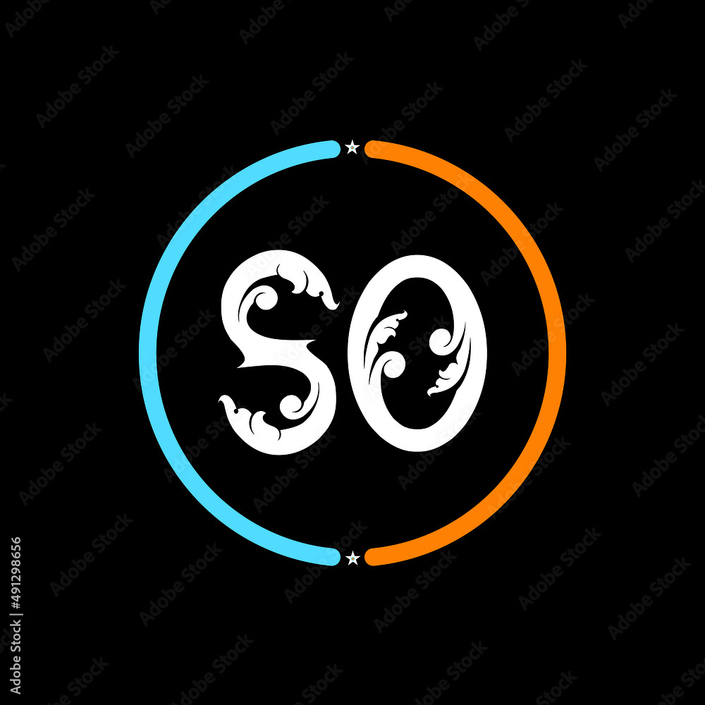 SO Letter Logo design. black background. SO Letter Logo design. black background.