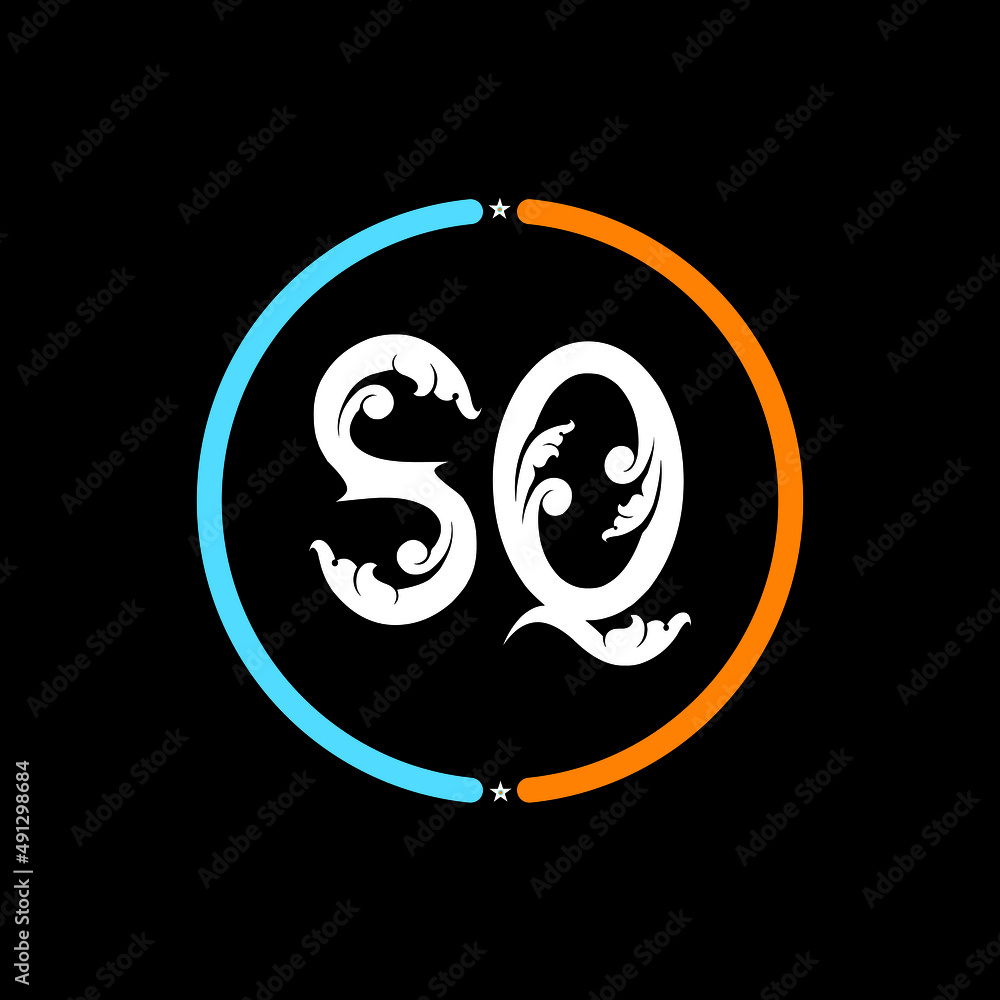 SQ Letter Logo design. black background.