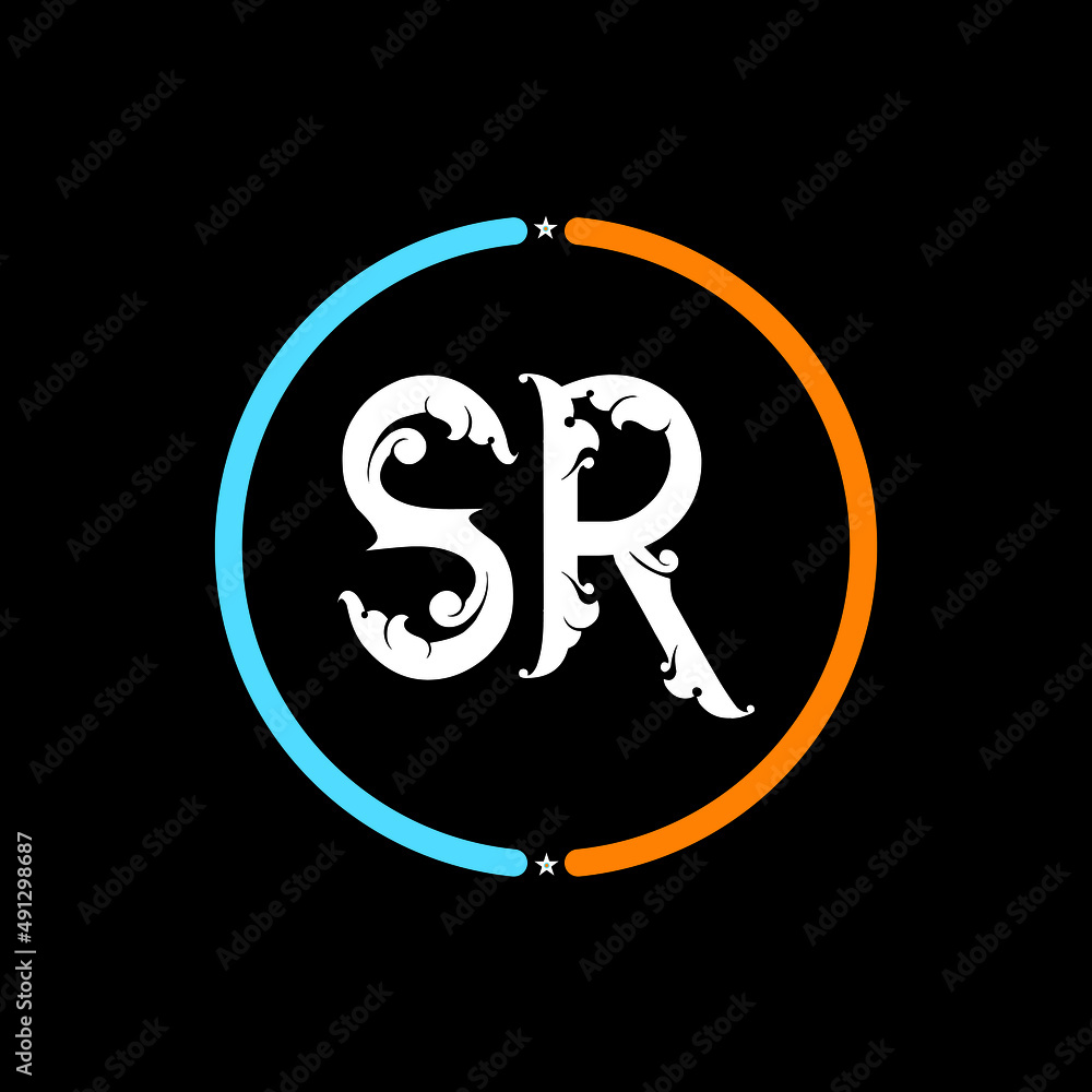 SR Letter Logo design. black background. SR Letter Logo design. black background.