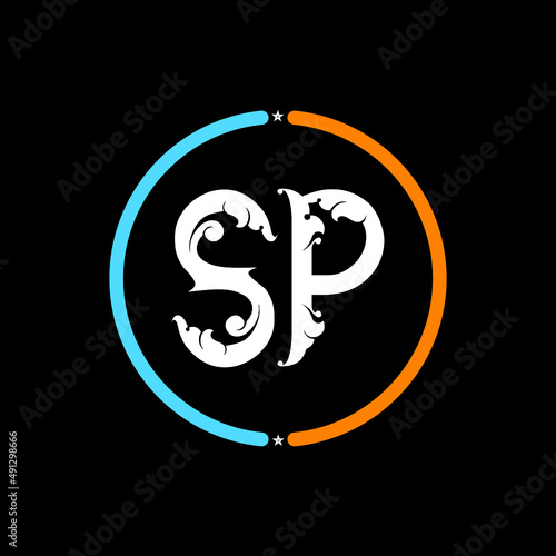 SP Letter Logo design. black background.