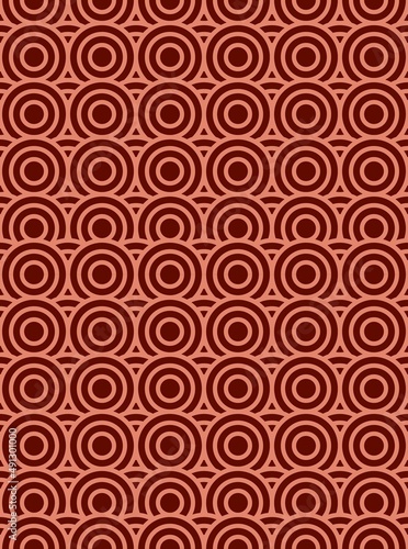Brown abstract stacked circles  seamless pattern background. Vector illustration.