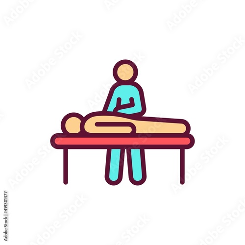 Massage procedure line color icon. Physiotherapy, acupuncture.