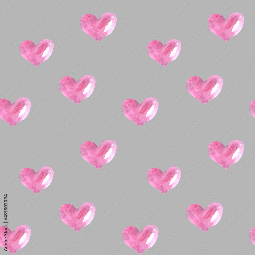 seamless pattern with hearts on a grey background