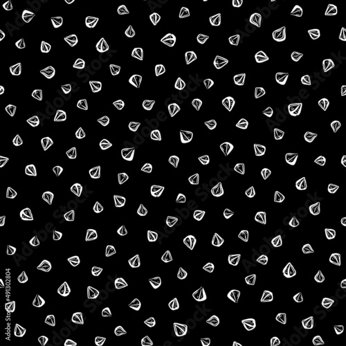 Buckwheat pattern in sketch style on black background. Vector hand drawn decorative print. Modern great design for any purposes.