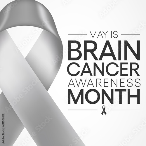 Brain Cancer awareness month is observed every year in May, overgrowth of cells in the brain that forms masses called tumors. They can disrupt the way body works. Vector illustration.
