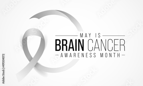 Brain Cancer awareness month is observed every year in May, overgrowth of cells in the brain that forms masses called tumors. They can disrupt the way body works. Vector illustration.