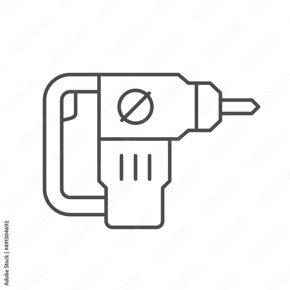 Rotary hammer line outline icon Rotary hammer line outline icon