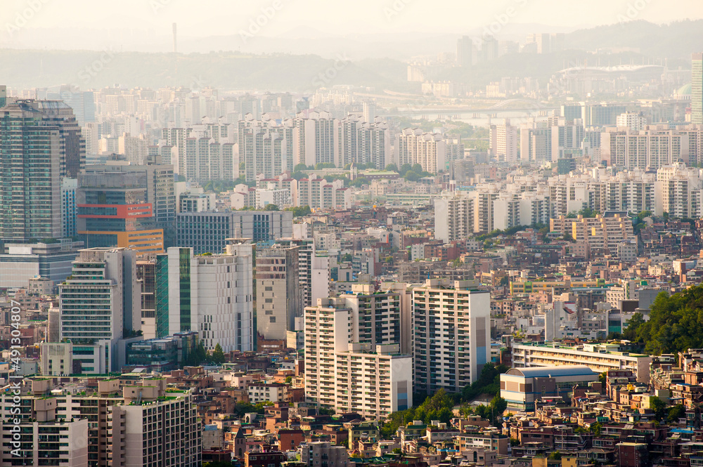 Downtown skyline in Seoul, South Korea