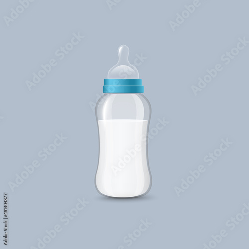 Baby bottle mockup 3d realistic vector illustration isolated on background.