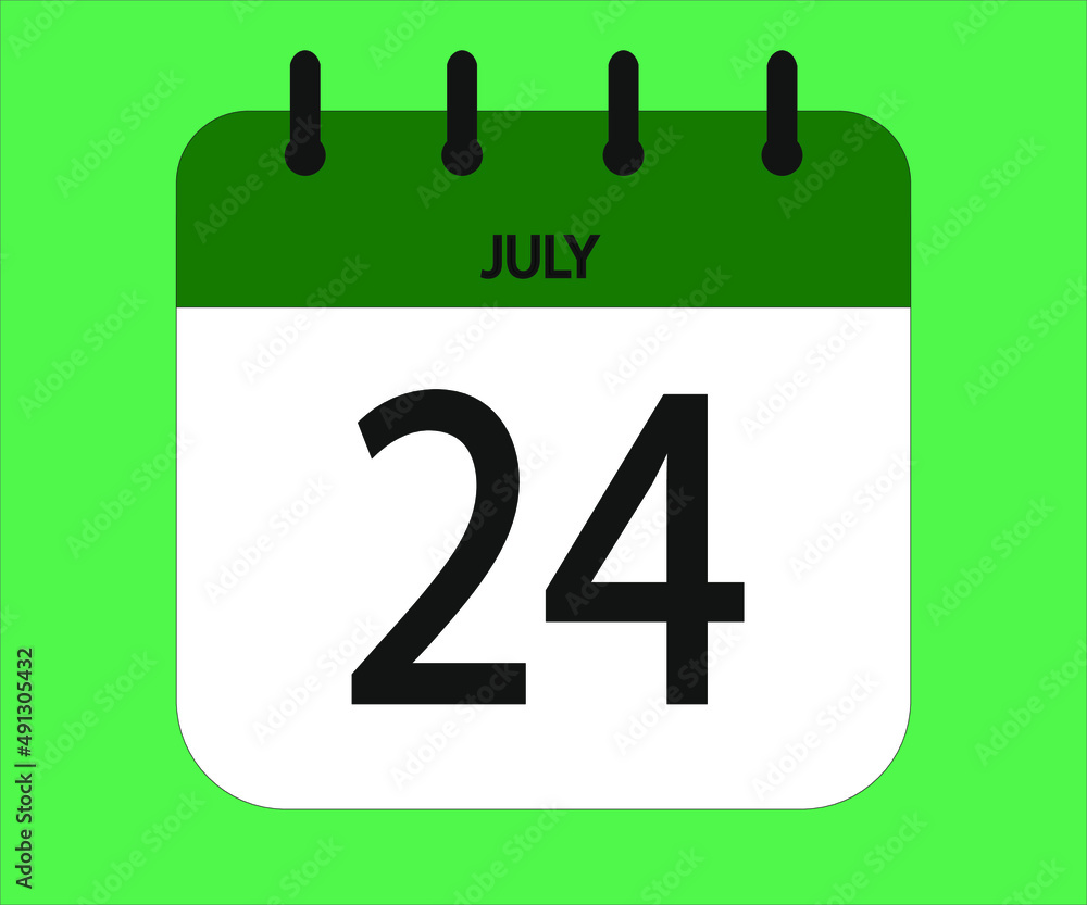 July 24th green calendar icon for days of the month July 24th green calendar icon for days of the month