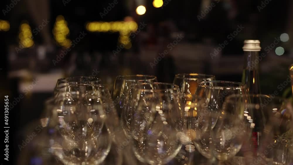 wine glasses at a holiday in a restaurant wine glasses at a holiday in a restaurant