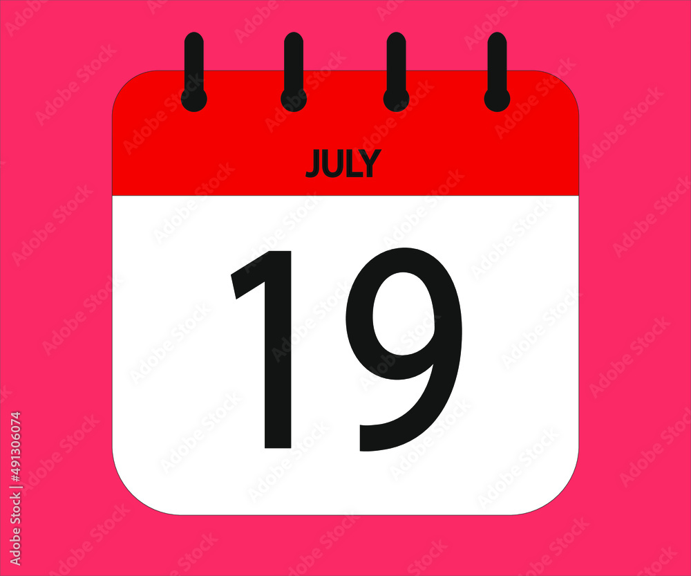 July 19th red calendar icon for days of the month July 19th red calendar icon for days of the month