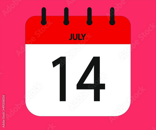 July 14th red calendar icon for days of the month