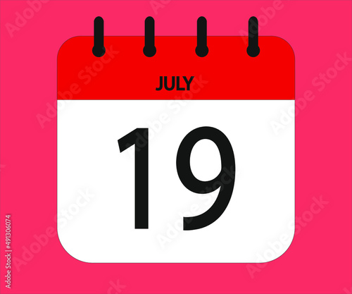 July 19th red calendar icon for days of the month