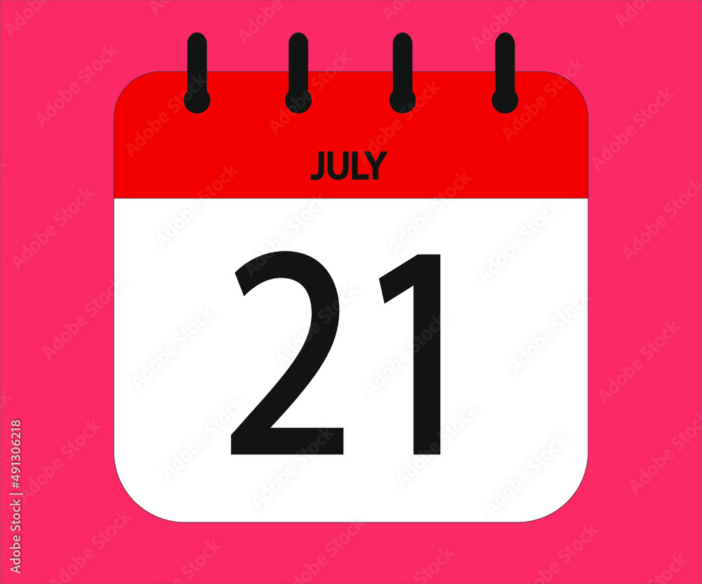 July 21th red calendar icon for days of the month July 21th red calendar icon for days of the month
