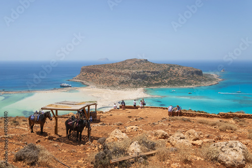 Rest point on the way to the Balos beach  with beautiful Balos lagoon in the background