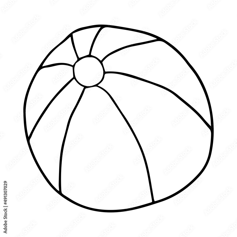 Doodle beach ball isolated on white background. Kids game and toy. Doodle beach ball isolated on white background. Kids game and toy.