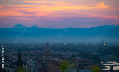 sunset in the mountains Florence Italy